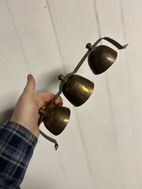 Antique Brass Triple Sleigh Bells, Jingle Bells for Carriage, Front Door, Store